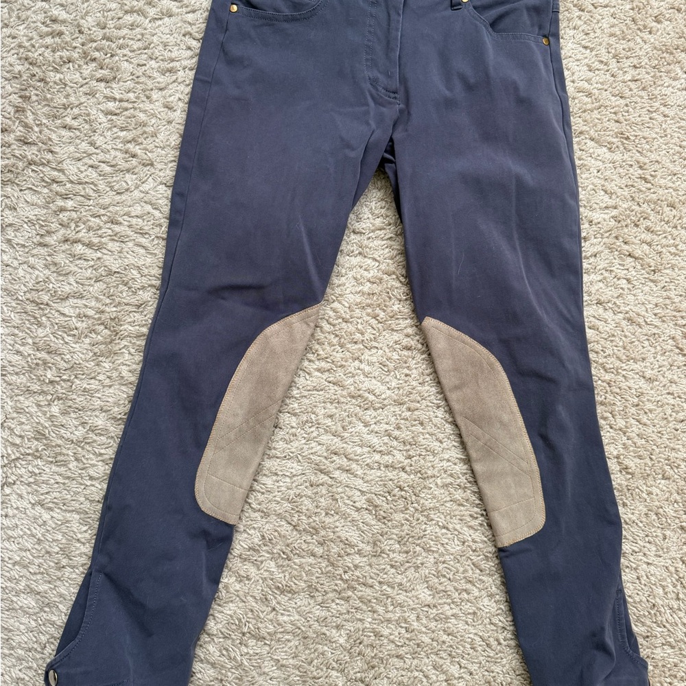 Navy Riding Pants with Beige Knee Patches